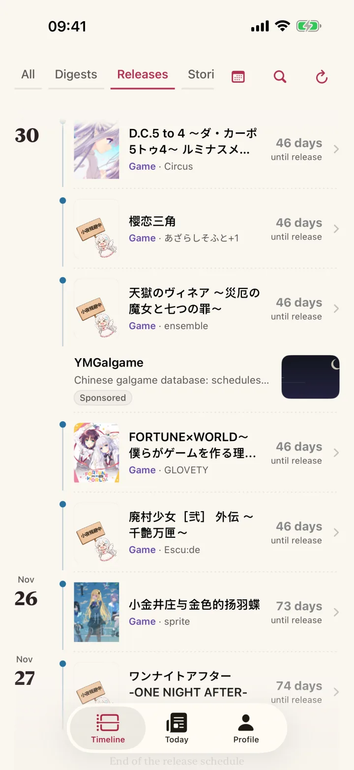 Release timeline